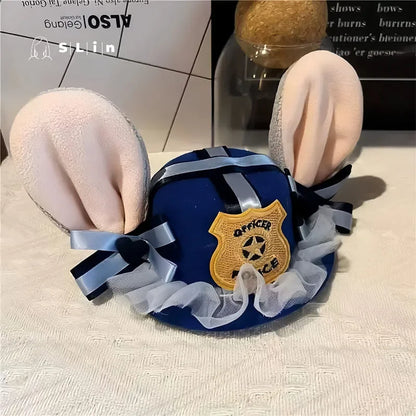 HOT Disney Zootopia 2 Judy Bendable Bunny Ear Sheriff Hat | Movie Cos Accessory | Xmas/Anime Rabbit Police Headwear