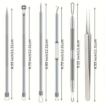 6Pcs Ultra-Precise Pimple Tweezers Set - Pro Acne and Blackhead Removal Tool -for Effective Face Care and Skin Purification