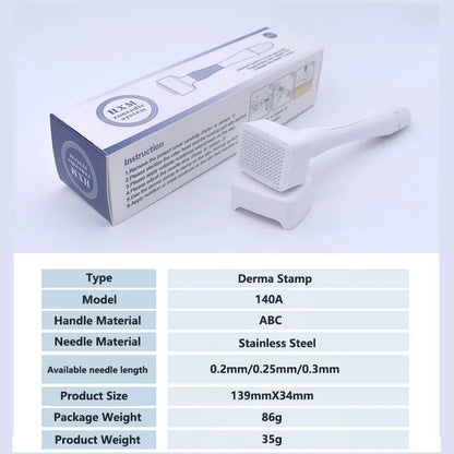 140 Needles Stamp Adjustable Needle Length for Facial Body Hair Growth Derma Roller 0.2mm 0.25mm 0.3mm Needle Micro