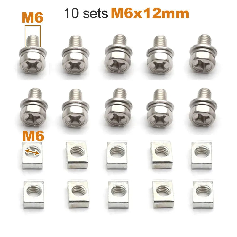 10 Set Universal Motorcycle Scooter ATV Dirt Bike Battery Terminal Nut and Bolt Screws M5x10mm M6x12mm 4Ah 5Ah 6AH 7Ah