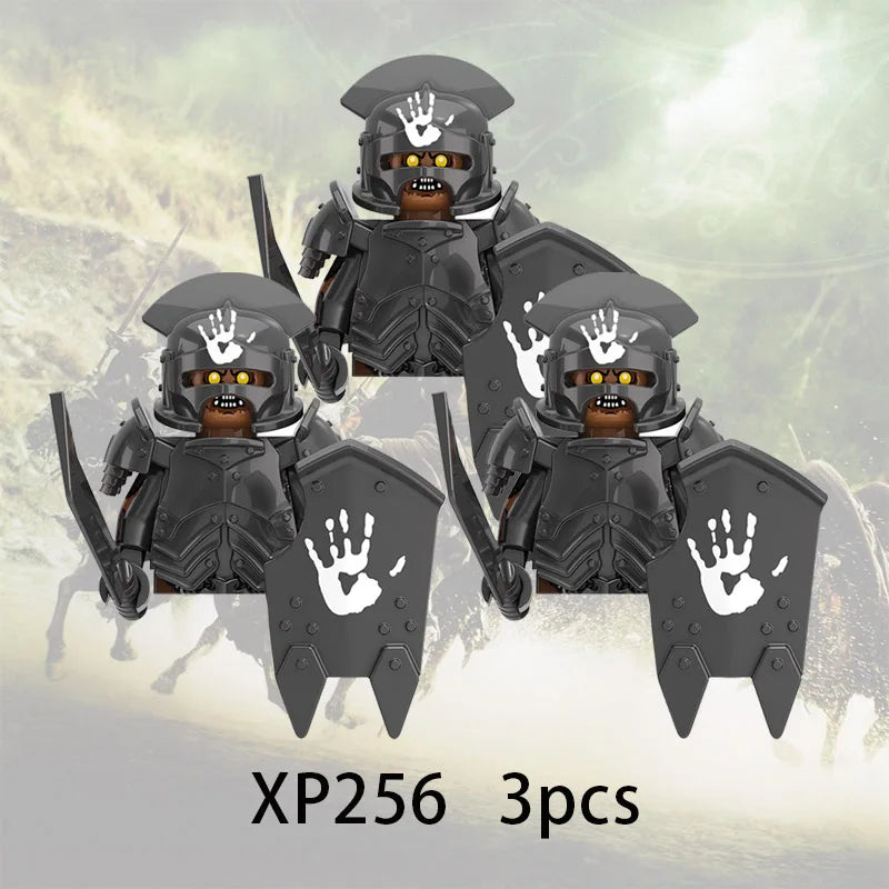 3pcs Lord Rings Elves Orcs Army Dwarf Rohan Mini Action Toy Figures Building Blocks Assembly Toys for Kids Birthday Gift