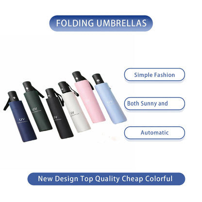 8-Rib Automatic High Quality Umbrella - One-Touch Open/Close, Compact Foldable Design for Men & Women, Navy & Black, Business &