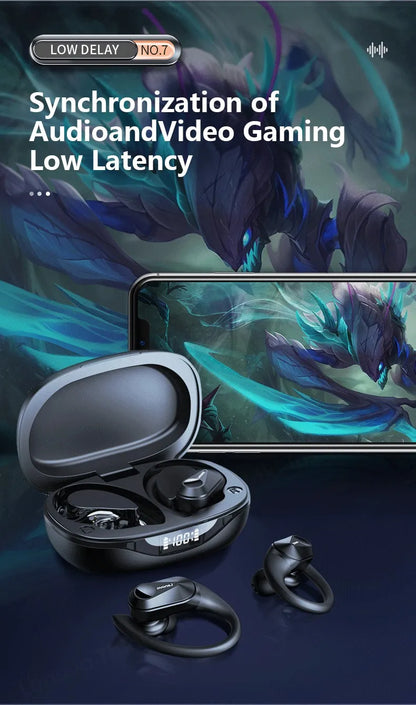 Lenovo LP75 TWS Wireless Bluetooth V5.3 Earphones IPX5 Digital Display Ear Hook Earbuds HiFi Stereo Noise Reduction Headphones