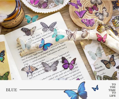 Journamm 40pcs/pack Butterfly Series Stickers Art Collage Junk Journal DIY Scrapbooking PET Waterproof Craft Aesthetics Stickers