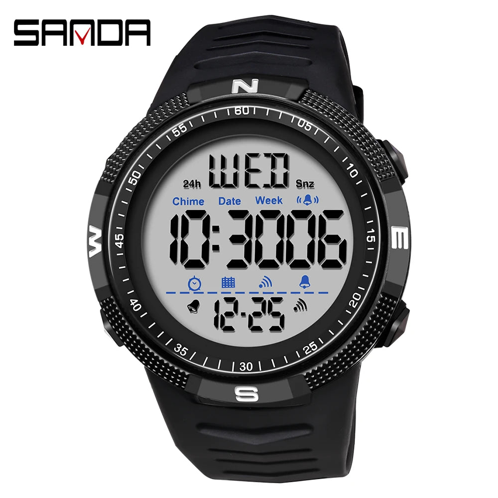 SANDA Brand Military Sport Watch Mens Clock Fashion Digital Wristwatch Shockproof Countdown Watches Waterproof Hour Bracelet