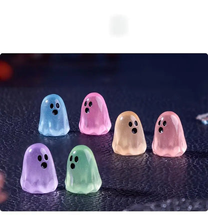 10pcs Creative Luminous Little Ghost Cute Beads DIY Decorative Pendant Accessories Miniature Micro Landscape Halloween Ornament