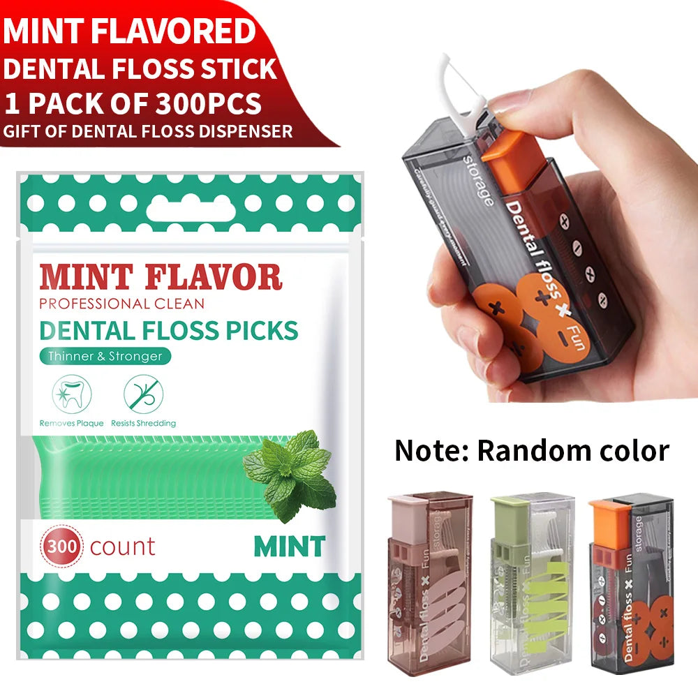 50/150/300/600PCS ultra-fine mint dental floss sticks paired with mini compact dental floss boxes are essential for travel