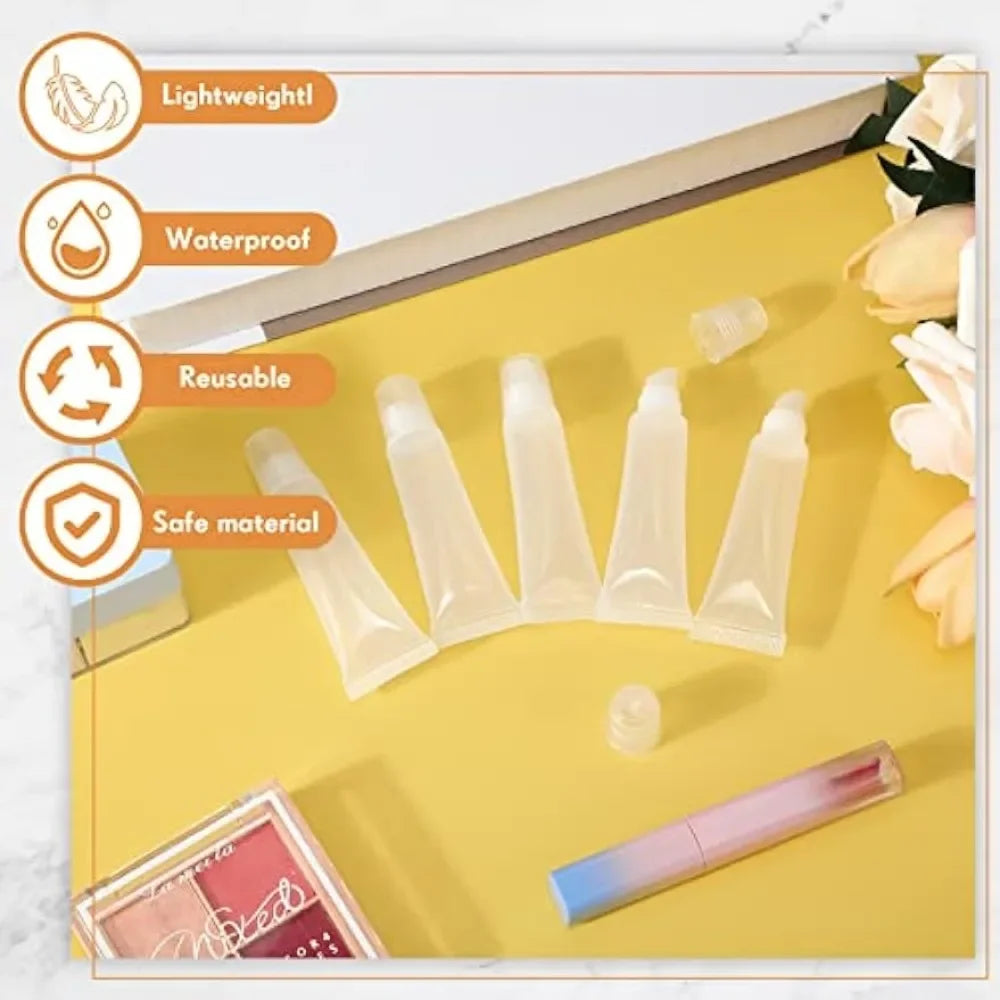 100PCS 5/10/15ML Lipgloss Tubes Wholesale Empty Lipstick Soft Makeup Squeeze Clear Lipgloss Container DIY Lip Gloss Cosmetics
