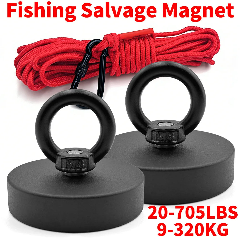 D16~D42mm Heavy Duty Neodymium Fishing Hook N52 Super Strong Rare Earth Magnet with Countersunk Hole Eyebolt Salvage