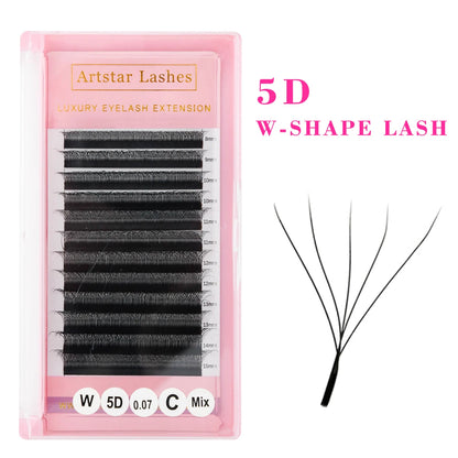 ARTSTAR W Shaped Lashes 3D 4D 5D 6D Premade Fans Eyelash Extensions C  D CC Curl W Style  Automatic Flowering Volume Eyelashes