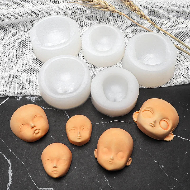 3D Baby Face Silicone Molds Human Facial Mould DIY Doll Modified Polymer Clay Fondant Cake Decor Action figure Handmade Mold