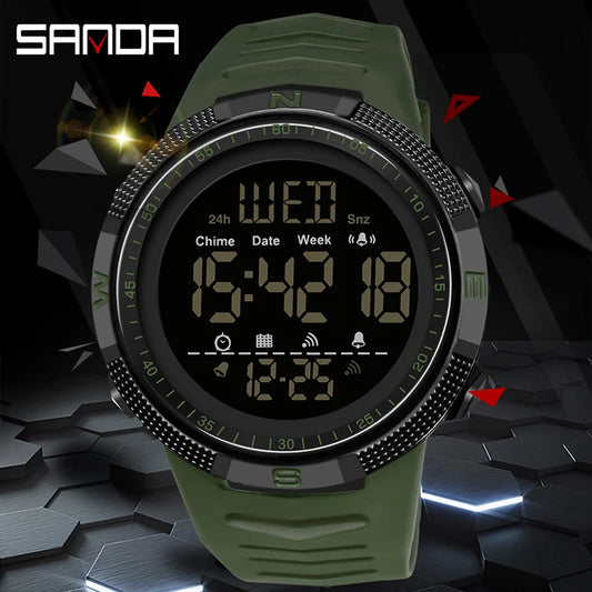 SANDA 6014 Countdown Waterproof Digital Mens Wristwatches Military Sport Watch for Men Clock Shockproof Relojes Para Hombre