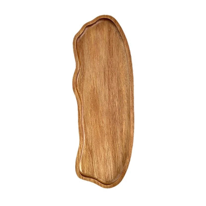 1PC Wooden Serving Trays Oval Wood Tray Platters for Serving Food Dishes Dinner Plates Solid Wood Round Dessert Plate