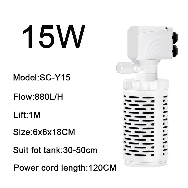 3 in 1 Aquarium Filter Pump Silent Fish Tank Submersible Air Oxygen Aerator Aquarium Air Pump Water Changer Pump Wave Maker 220v