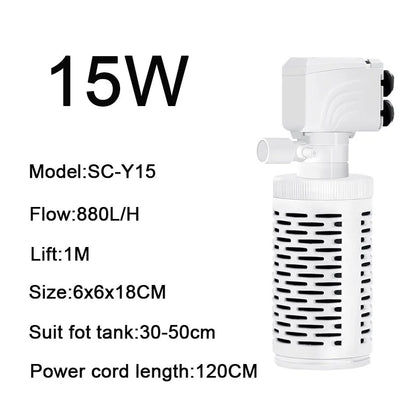 3 in 1 Aquarium Filter Pump Silent Fish Tank Submersible Air Oxygen Aerator Aquarium Air Pump Water Changer Pump Wave Maker 220v