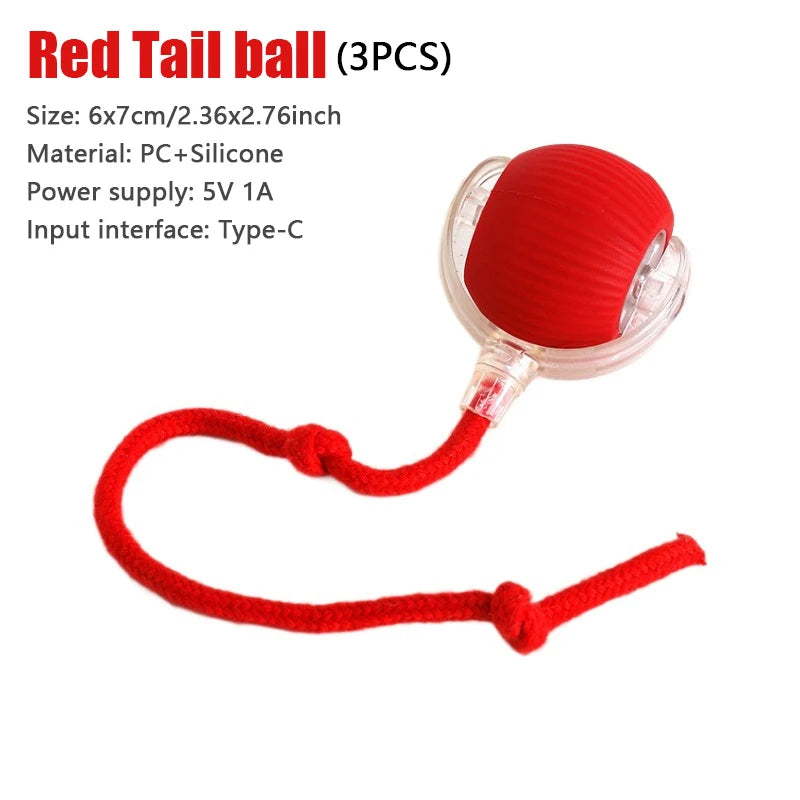 Smart Cat Toys Automatic Rolling Ball Fake Tail Rechargeable Electric Pet Interactive Toy Cat Training Imitate Mouse Tail
