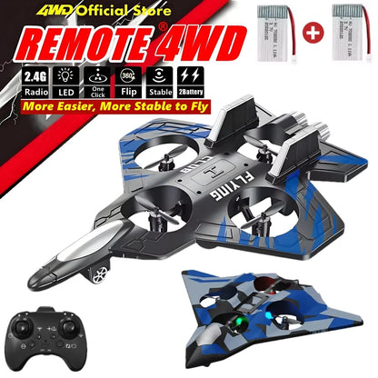 Remote Control Fighter Foam Glider Electric Stunt UAV Airplane Helicopter with LED Lights Aircraft Model RC Toy for Kids Boys