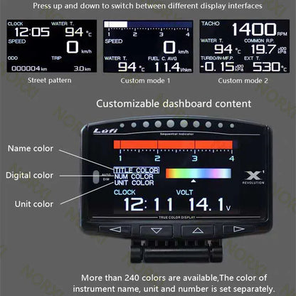 Original Lufi X1 revolution OBD OBD2 meter Smart Digital Multi English Version Gauge for car