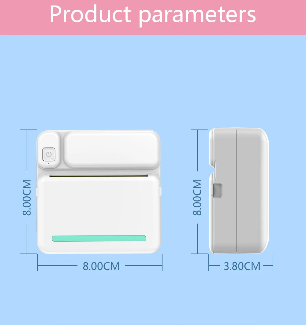 Portable Mini Bluetooth Wrong Printer Mobile Phone Photo Title Note Print Pocket Student Error Label Printer for Children's Gift
