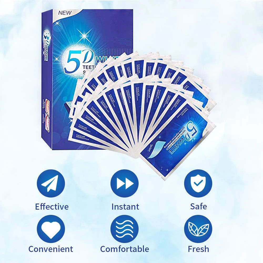 5D White Teeth Whitening Strip Whitening Gel Whiter Strip Removing Smoking Coffee Stain Effective Home Use Tooth Whitening Kit