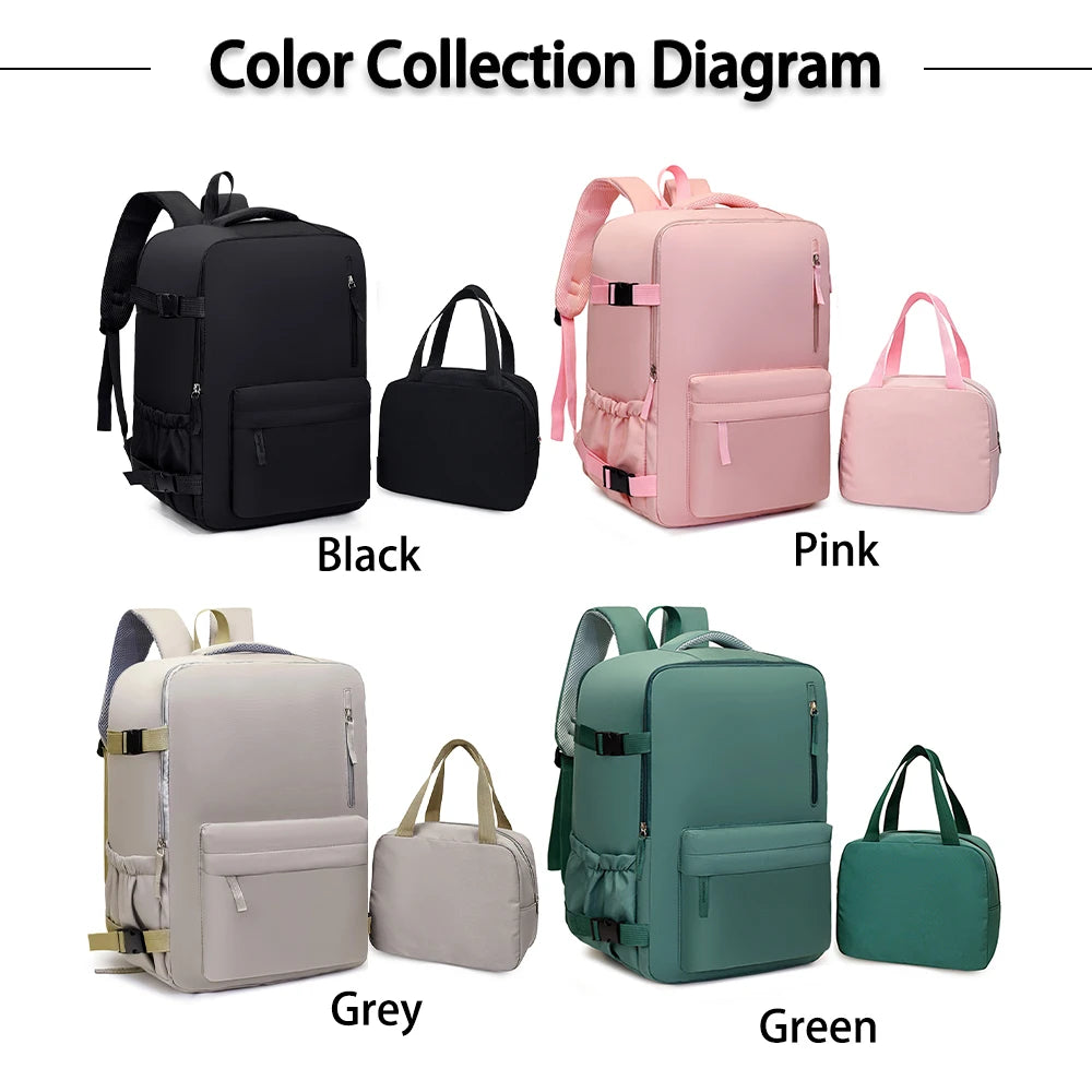 2-Piece 40×30×20cm 180 °   Full Opening Backpack Set, Large Carry-On with Tote Bag for Travel, Business, School & Daily Commuting