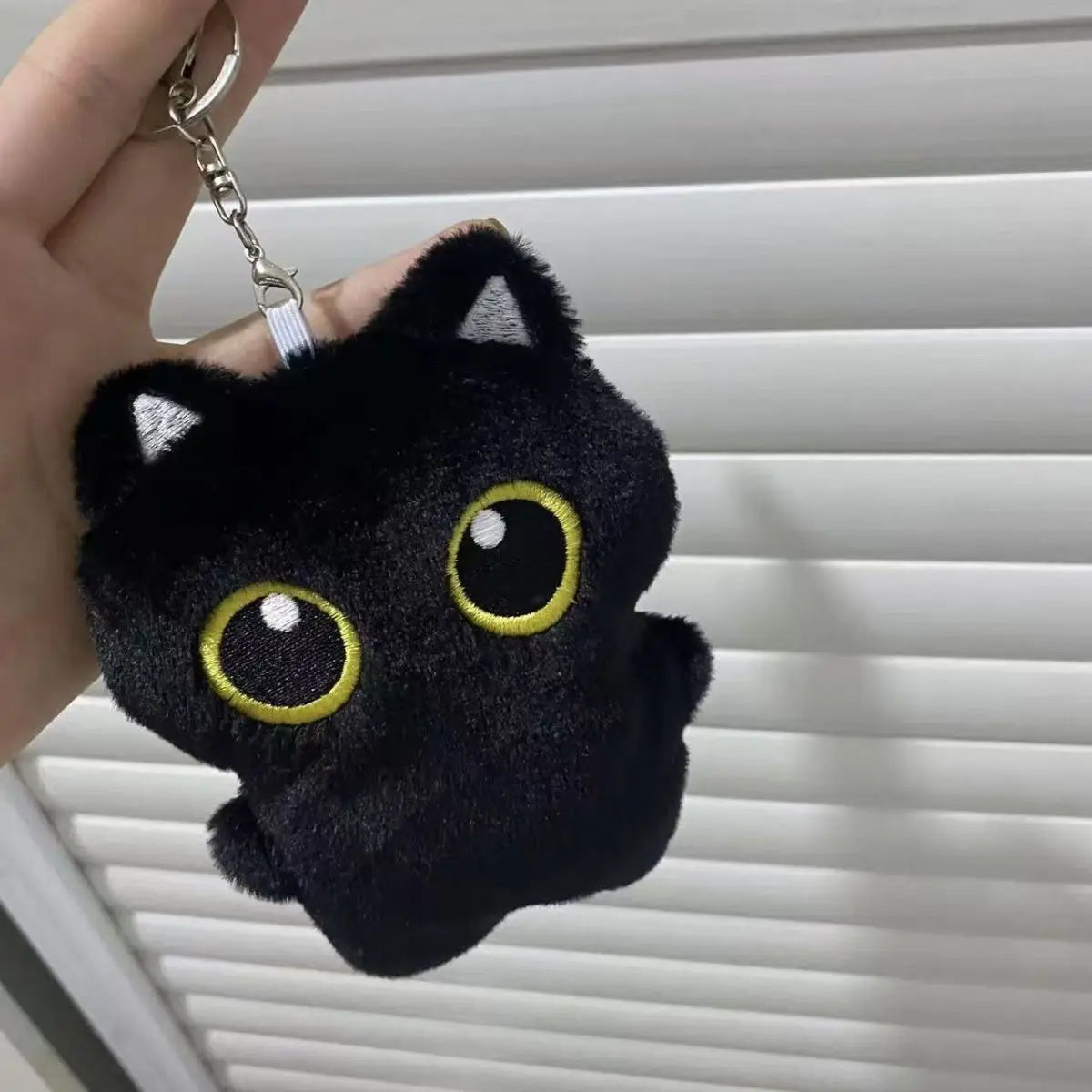New Kawaii Big Eyes Cat Plush Doll With Scarf Black Cat Keychain Bag Pendant Cartoon Kitten Ornament Festival Gift For Friends