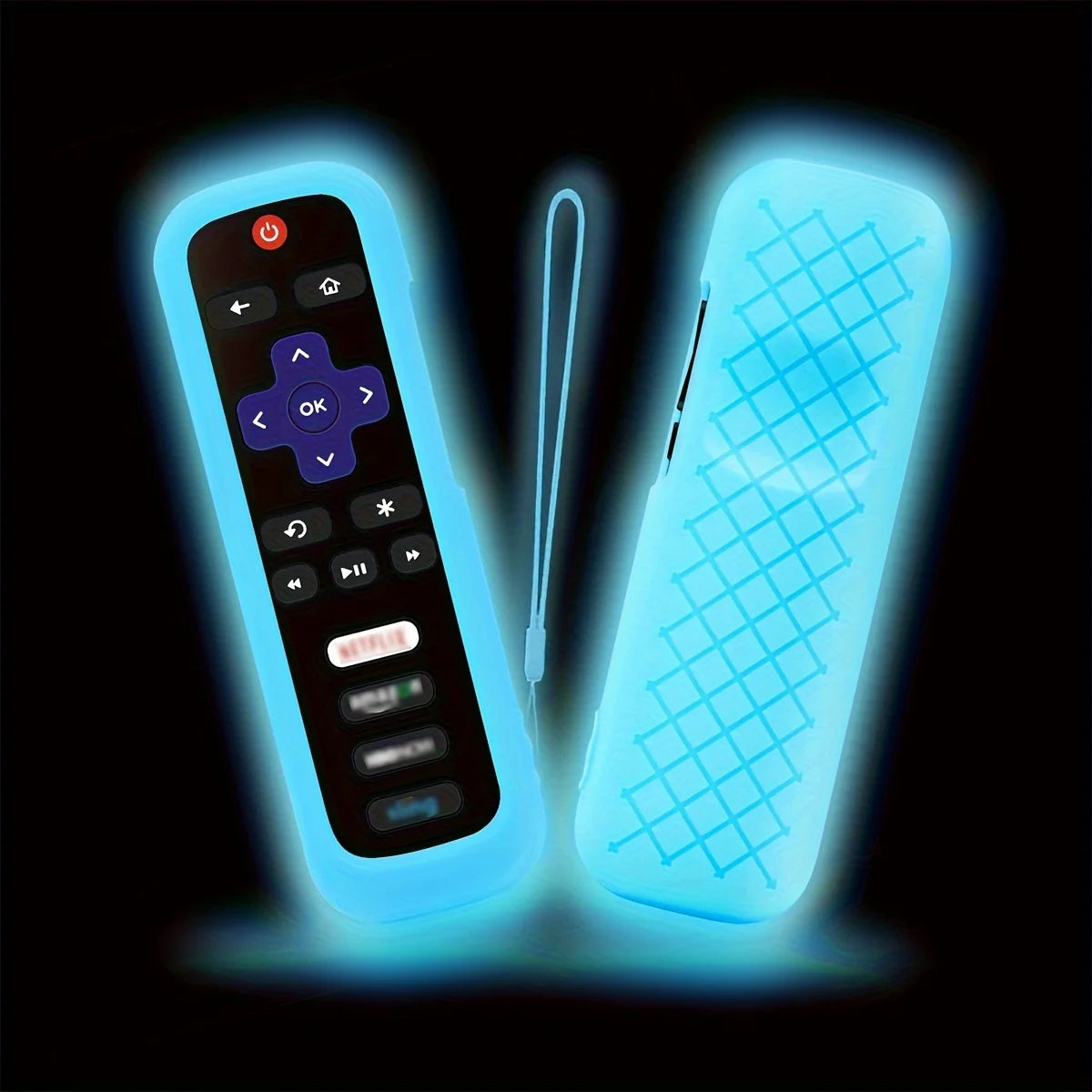 1/2/3 piece set of luminous silicone remote control with rope suitable for TCL Hisense Roku TV remote control