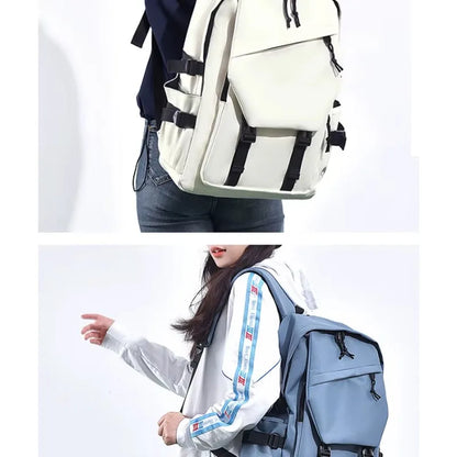 One 15 Inch Polyester Waterproof Solid Color Simple Men's Backpack Fashion Couple Student Computer Backpack
