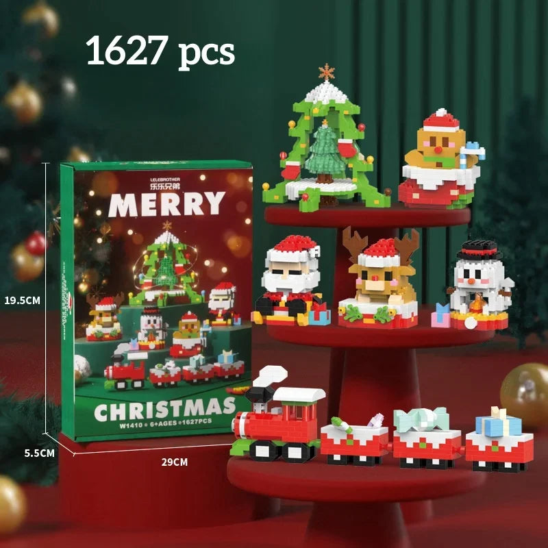 Christmas Gifts Micro Mini Building Blocks - Santa Claus, Christmas Tree, Reindeer, Snowman Train Elements Puzzle Assembling Toy