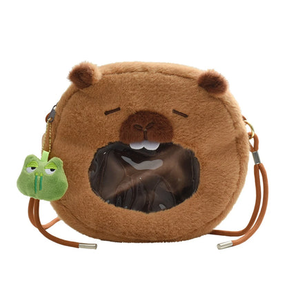 Capybara Plush Backpack Kawaii Fashion Plushie Doll Fur Pendant Children's Shoulder Bag Mini Knapsack Bags Gifts For Girlfriend