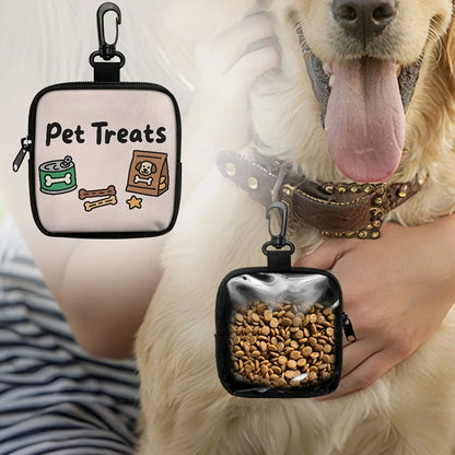 1Pcs Dog Print Dog Treat Bag with Hook Zipper Pet Training Puppy Walking Bag Dog Training Accessories