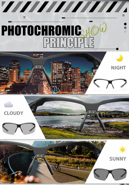 SCVCN Photochromic Cycling Glasses UV400 Outdoor Sports Running Glasses Men MTB Cycling Sunglasses Women Road Bike Glasses