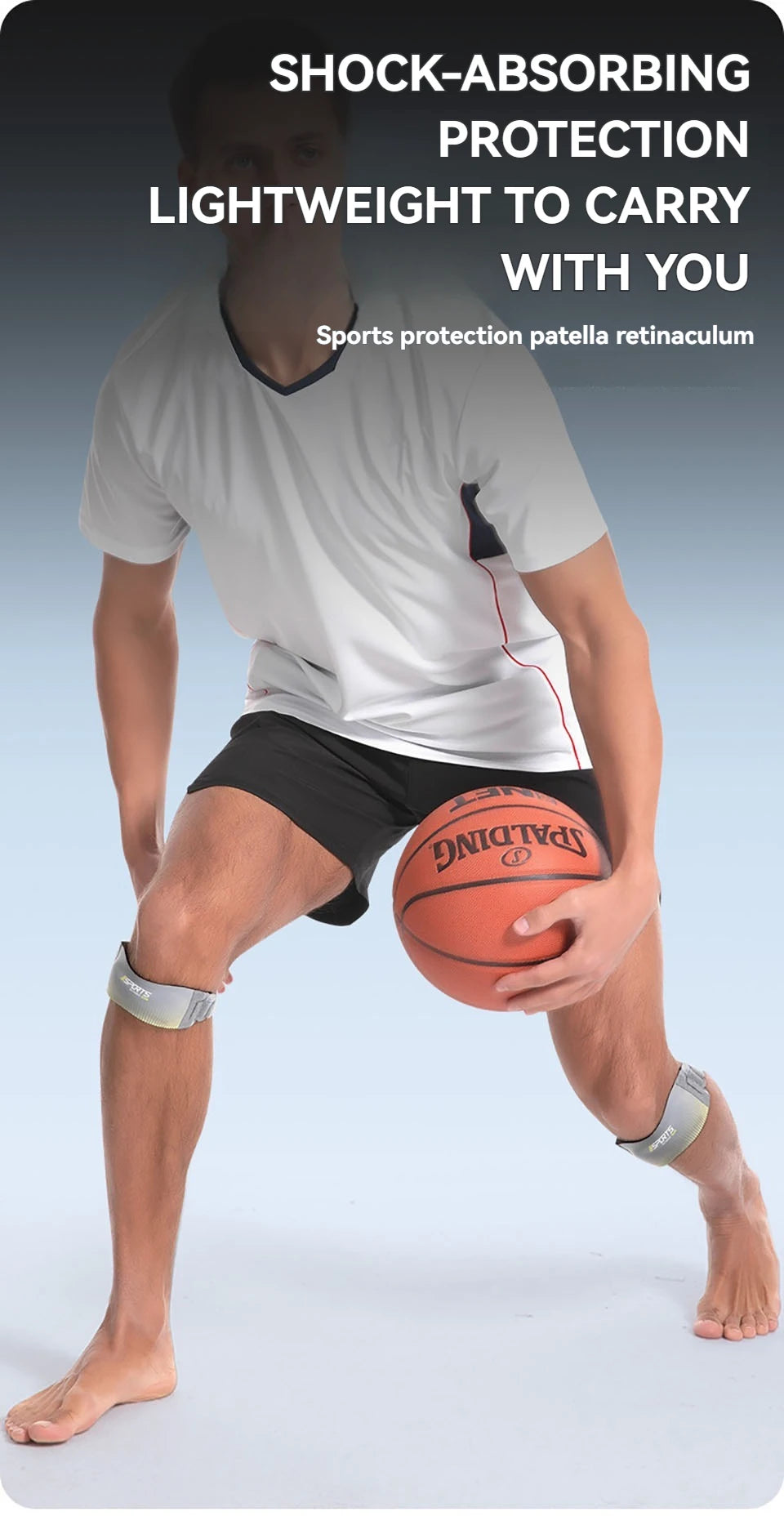 GOBYGO 1Pcs Sports Patella Strap Compression Knee Pads Adjustable Knee Sleeve  Outdoor Running Shock Absorption Jump Rope Unisex