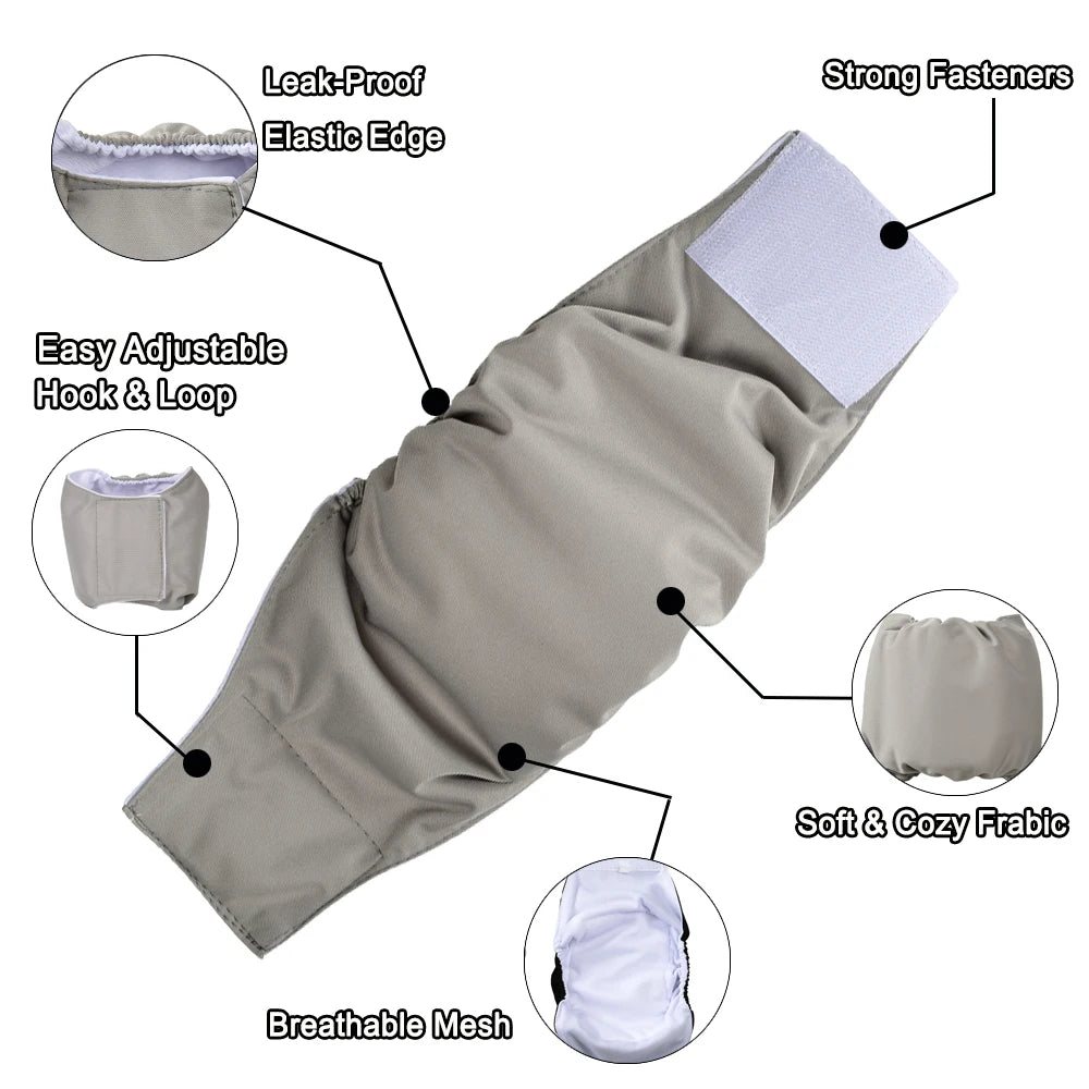 3pcs Reusable Belly Band for Male Dogs Washable Pet Dog Diapers Physiological Pants Short Breathable Puppy Nappies Warp Supplies