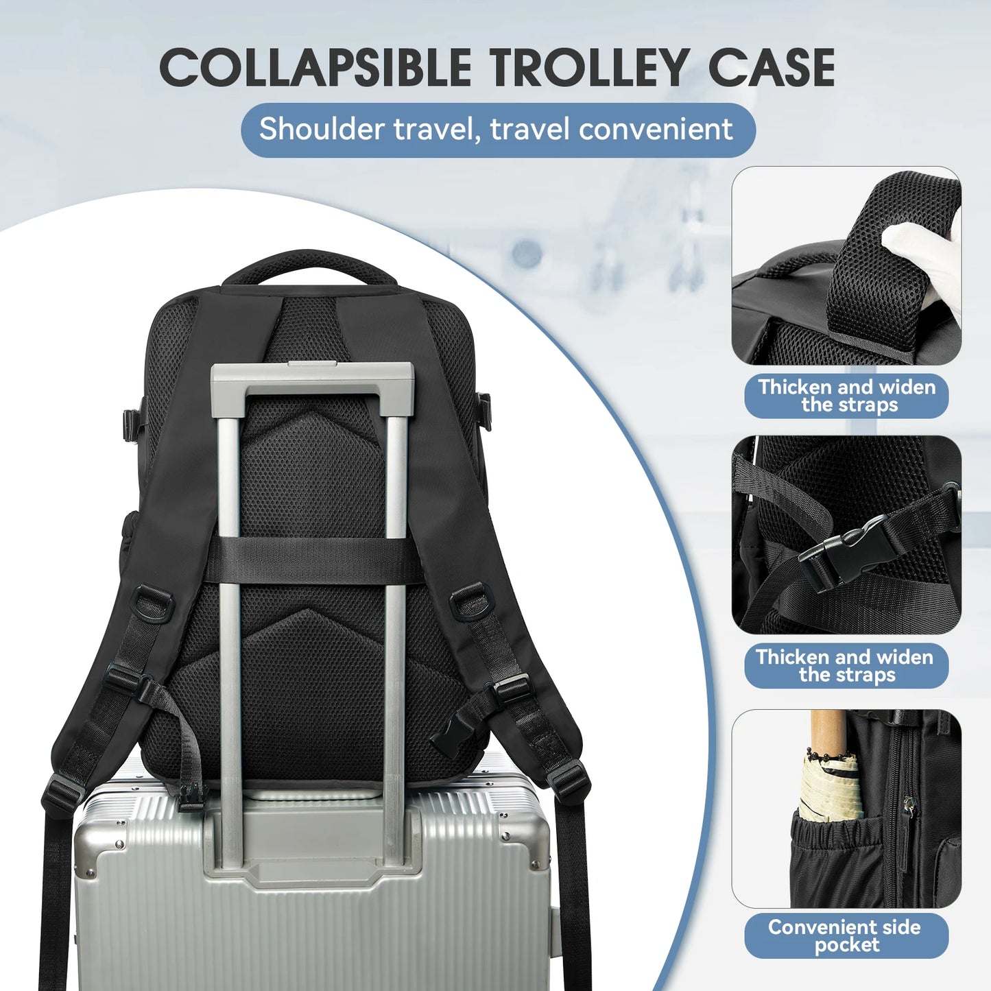 Vacuum Backpack Travel Bag for Men Large Capacity Backpack Business Laptop Backpack Women Men Expandable Backpack School Bag