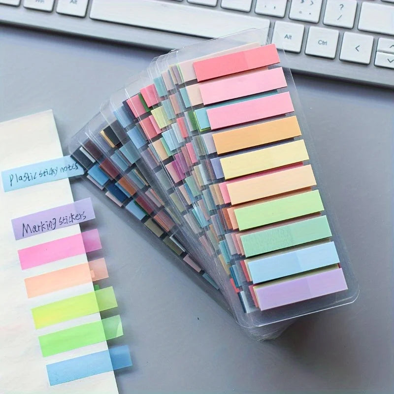 PET Morandi Color Translucent Convenience Sticker Marking Index Sticker, Oblong Shape,with Index Tabs for Organization and Notes