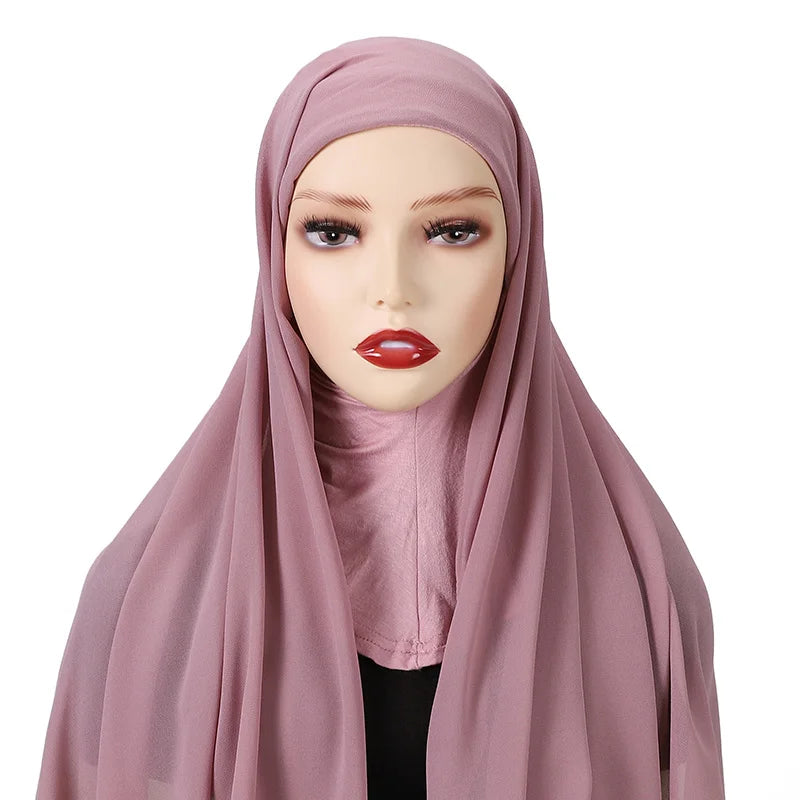 Full Cover Inner Muslim Chiffon Hijab Instant Scarf Islamic Cap Head Wear Caps Underscarf Bone Bonnet Headcover