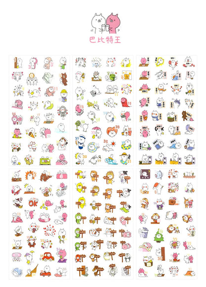 6Pcs/Lot Waterproof Cartoon Transparent Pvc Stickers DIY Hand Account Diary Decorative Stickers Kawaii Phone Cup Stickers