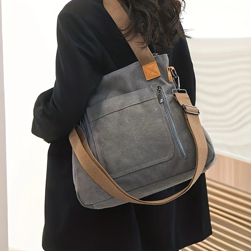Women's Versatile Handbag Large Capacity Canvas Casual Shoulder Crossbody Bag