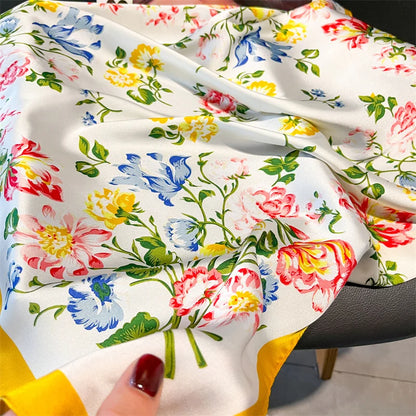 70cm Silk Feeling Square Scarf Women Satin Bandana Print Scarves Head Band Fashion Lady Hair Shawl Wrap Female Neckerchief Hijab
