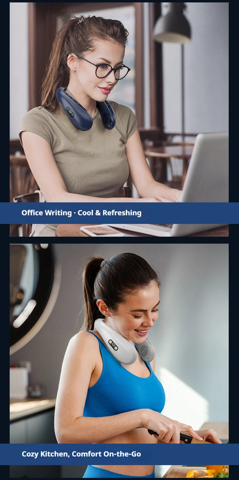New Neck Air Conditioner Portable Neck Fan Rechargeable Semiconductor Cooling Bladeless Fan Outdoor Personal Fan Wearable Cooler
