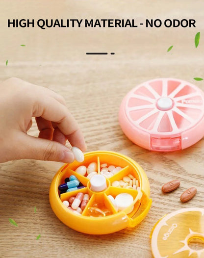 1pc Seven Grid round Box Sealed Medicine Packaging Box, One Week Medicine Storage Box, Carry Small Medicine Box with You
