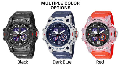 SMAEL Sport Watch Military Wristwatch for Men Alarm Stopwatch LED Digital Back Light Dual Time Display Waterproof Watch Men 8007
