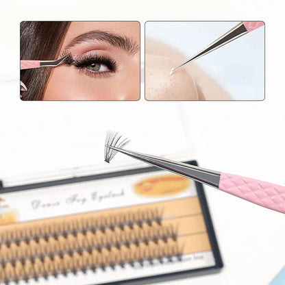 1pcs Fiber Tip Eyelash Extension Tweezers Stainless Steel Eyebrow Clip Lash Lifting High Precise Eyelashes Tweezer Makeup Tool
