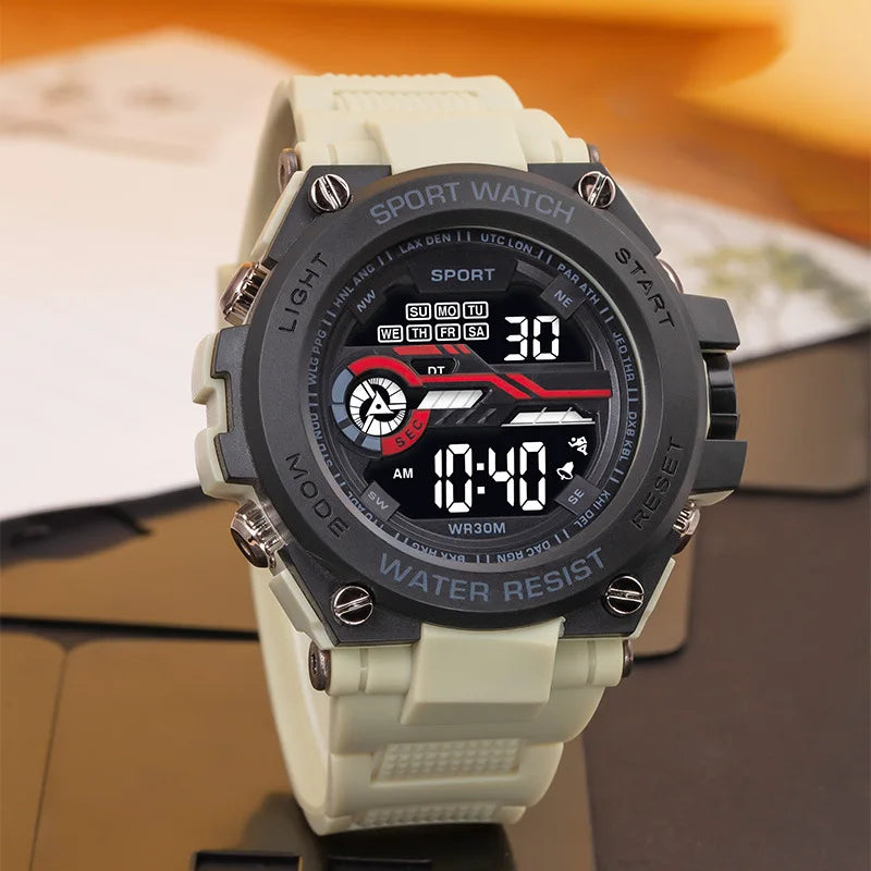 Simple outdoor sports student electronic watch, fashionable multi-functional luminous LED electronic watch