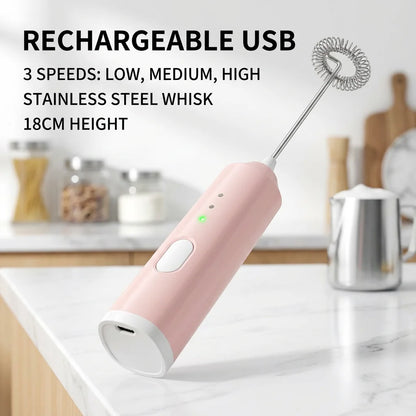 1 PCS USB Rechargeable Handheld Egg Beater 3 Speeds Electric Milk Frother Foam Maker Mixer Coffee Drink Frothing Wand Foamer