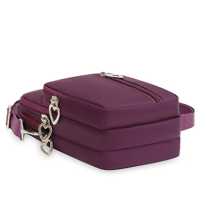 Waterproof Mobile Phone Bag Women's Mini Oxford Crossbody Bag Daily Multi-layer Zipper Purse Casual Outdoor Travel Nylon Bag