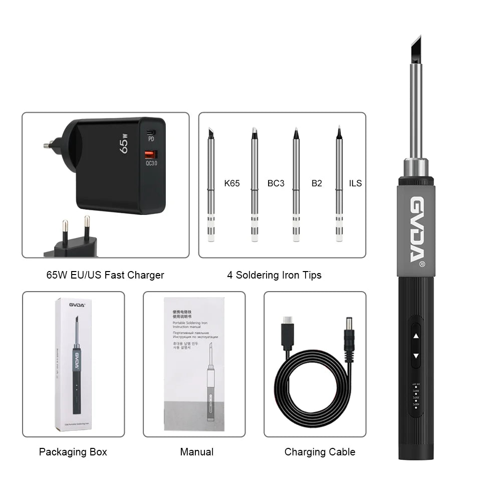 GVDA Electric Soldering Iron Welding Tool Ceramic Heater Welding Solder Rework Station Repair Heat Pencil Portable Soldering Pen