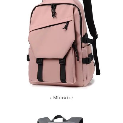 One 15 Inch Polyester Waterproof Solid Color Simple Men's Backpack Fashion Couple Student Computer Backpack