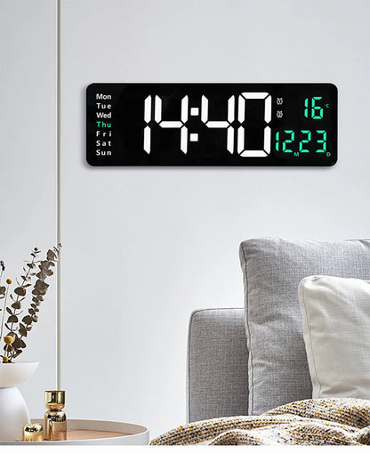 Large Digital Wall Clock Remote Control Temp Date Week Display Power Off Memory Table Clock Wall-mounted Dual Alarms LED Clocks